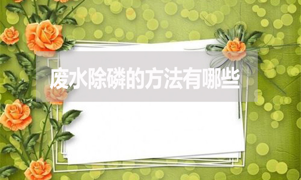 廢水除磷的方法有哪些？